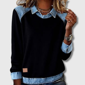 Céleste - Pull Denim Col Polo