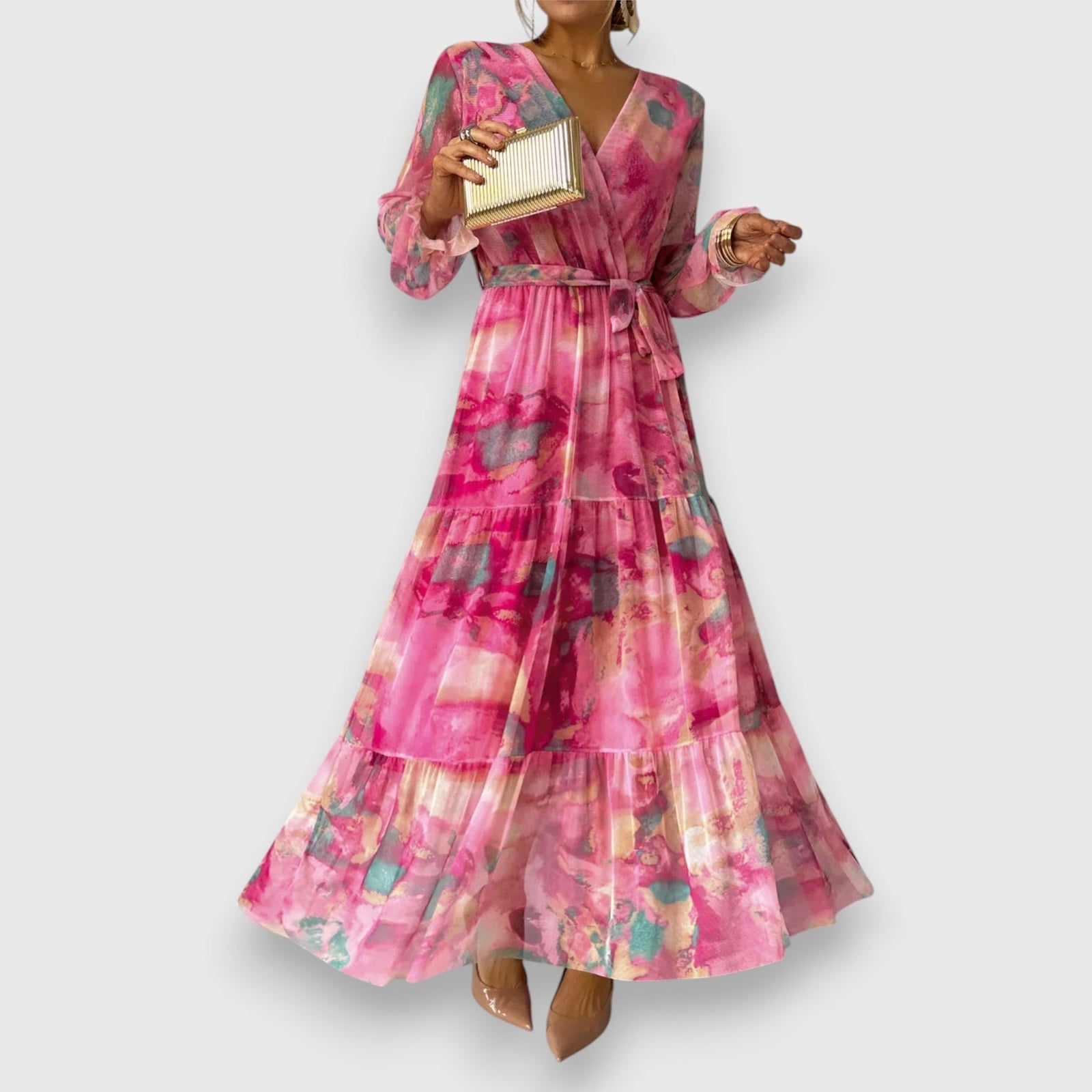 Marielle – Robe portefeuille à motif floral