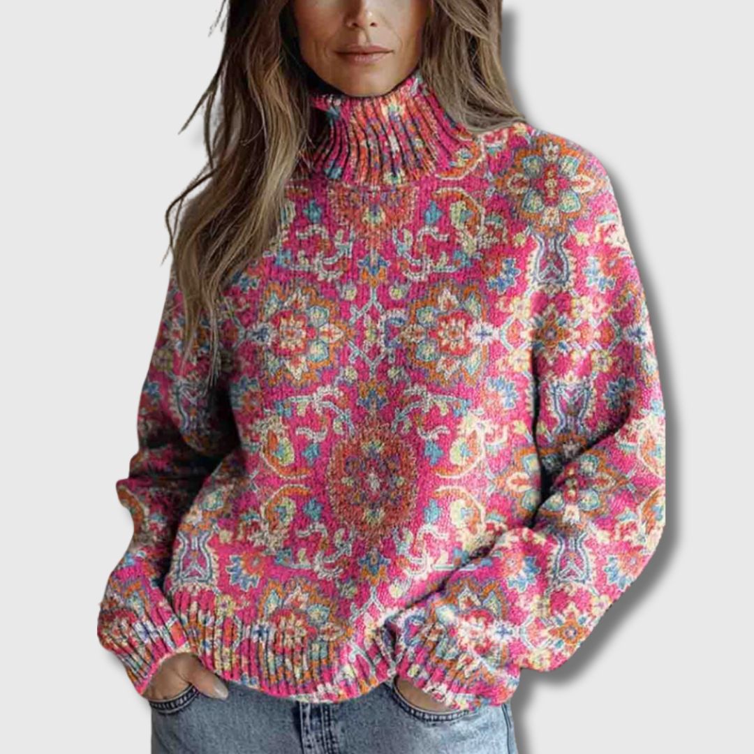 Solène - Pull Col Roulé Imprimé
