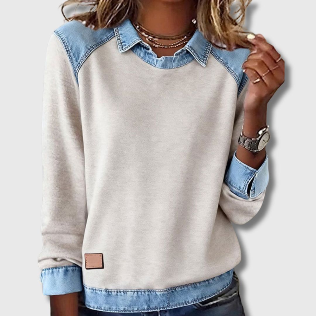 Céleste - Pull Denim Col Polo