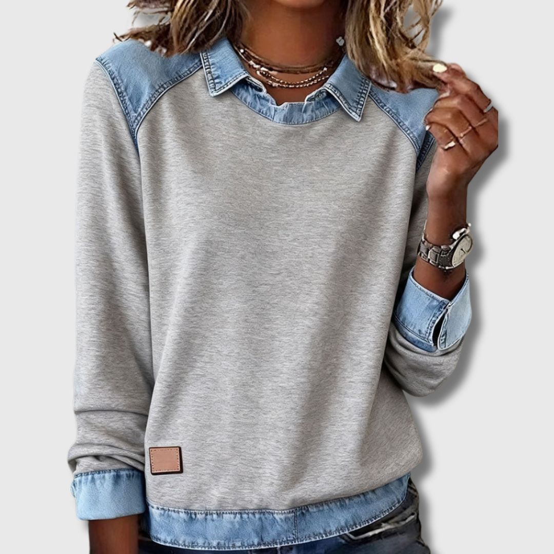 Céleste - Pull Denim Col Polo