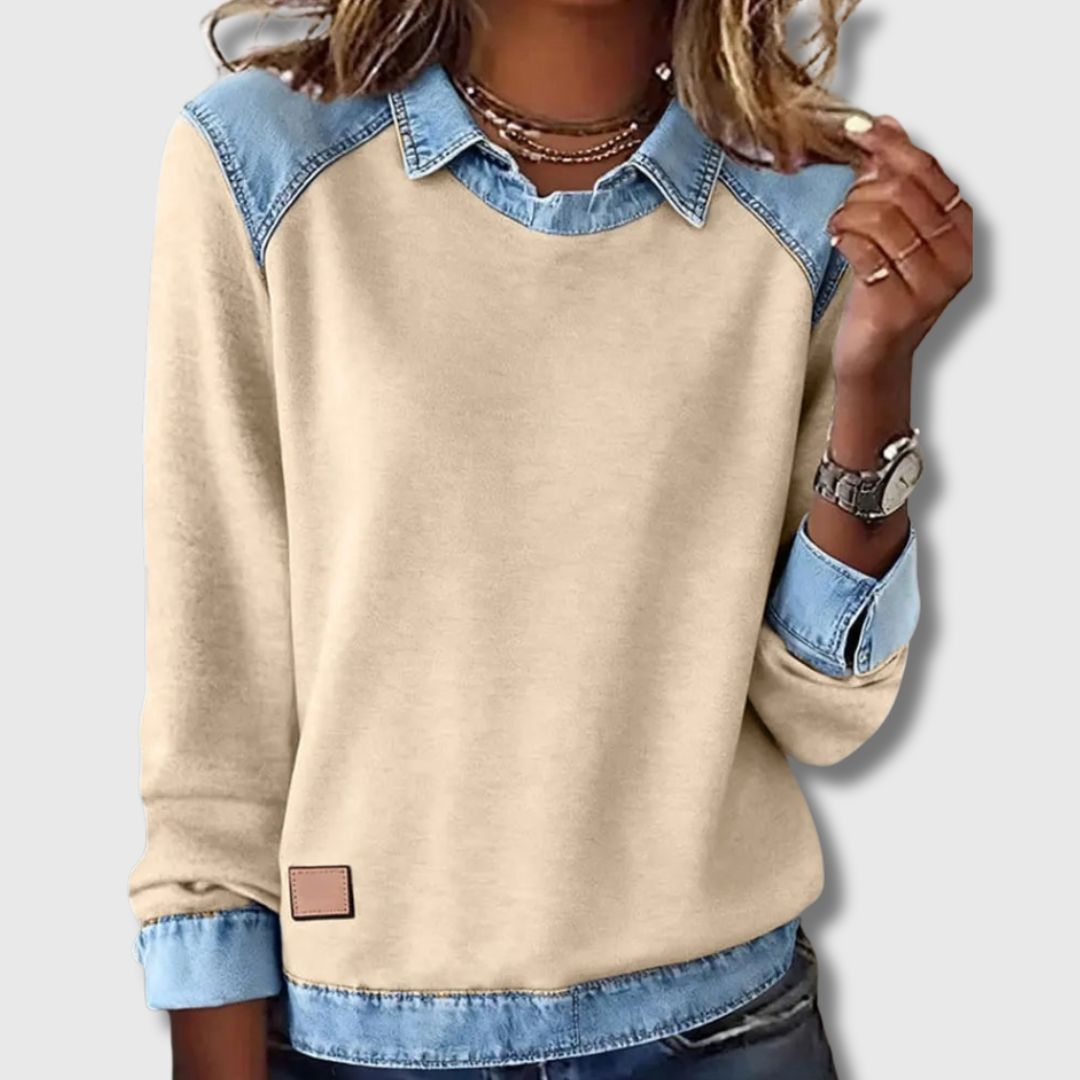 Céleste - Pull Denim Col Polo