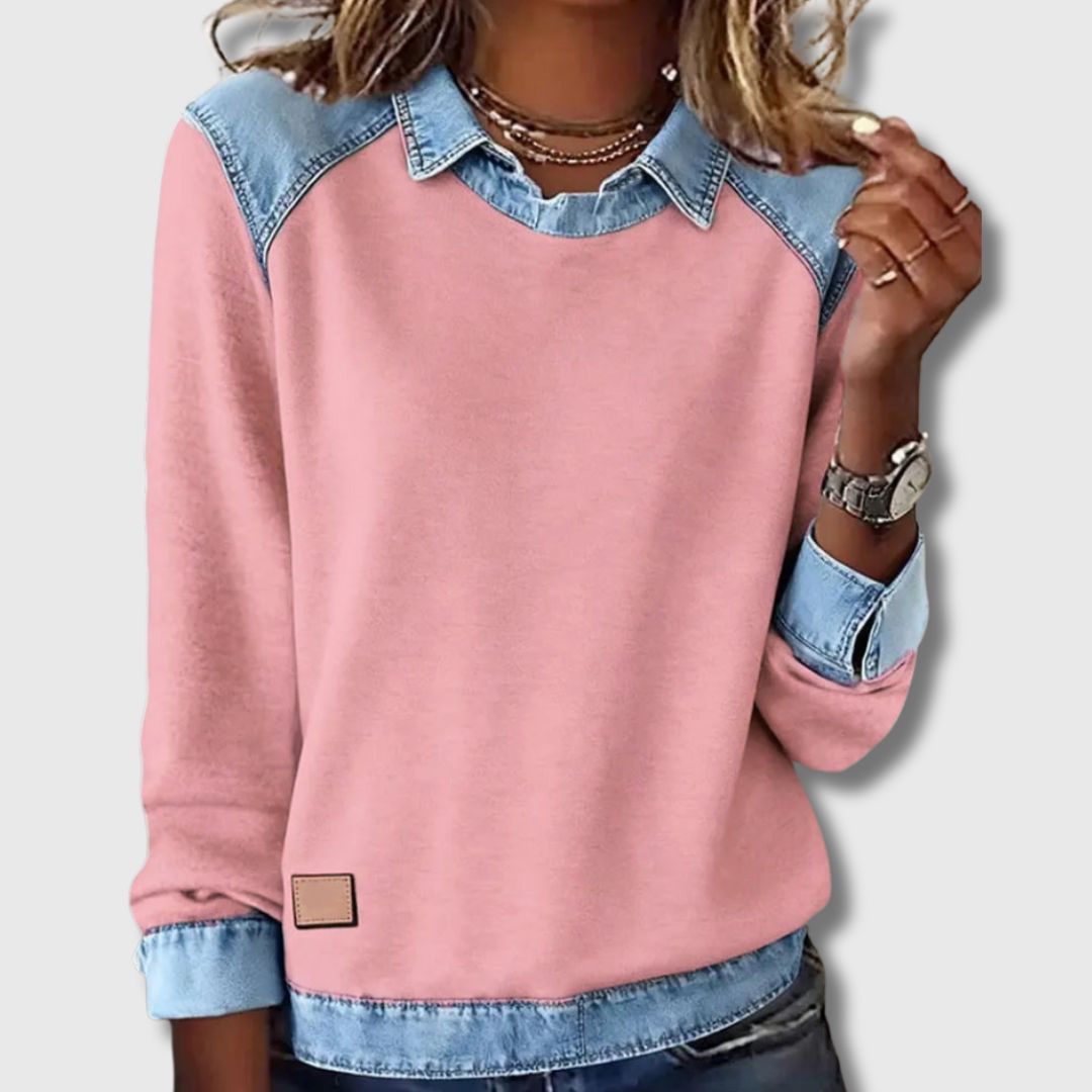 Céleste - Pull Denim Col Polo