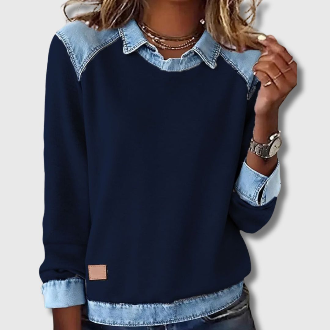 Céleste - Pull Denim Col Polo