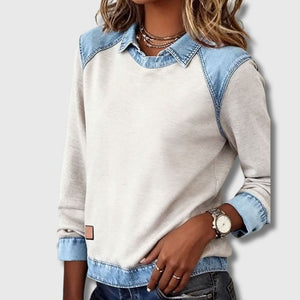 Céleste - Pull Denim Col Polo