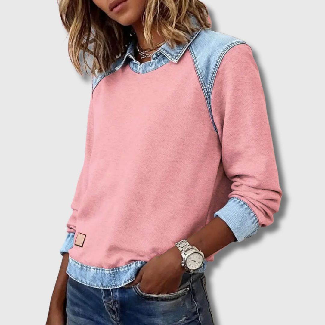 Céleste - Pull Denim Col Polo