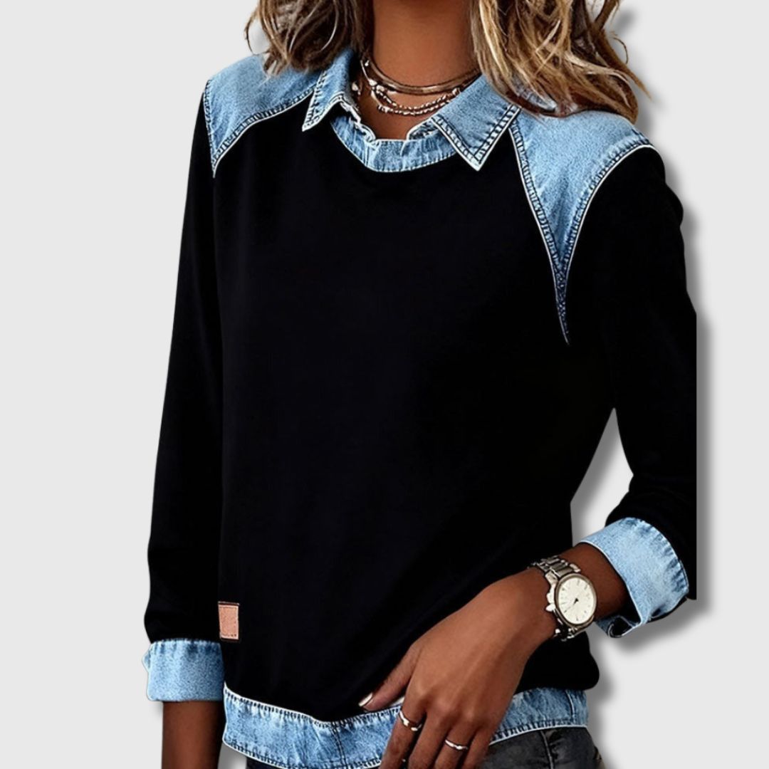 Céleste - Pull Denim Col Polo