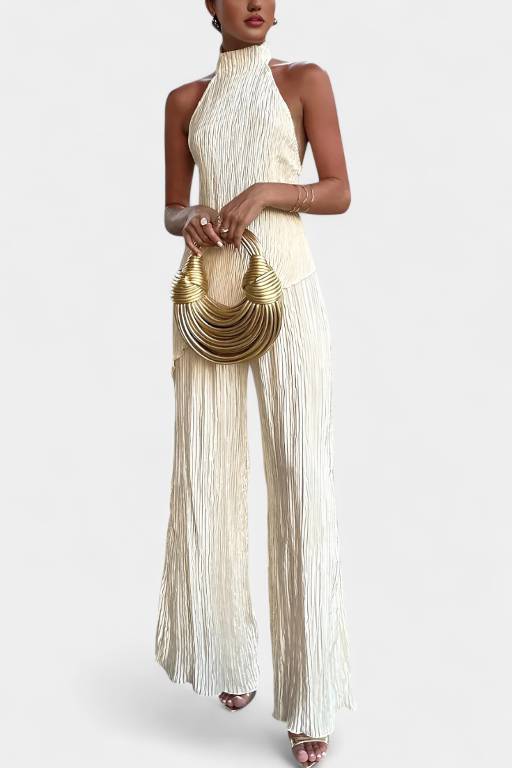 Merry – Ensemble plissé en deux parties avec top dos nu